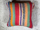 Handmade Red Wool Moroccan Pillow – 18x20 Decorative Kilim Throw, Berber-Style Geometric Cushion, Red Boho Shaggy Pillow