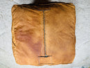 Handcrafted Authentic Morocan Leather Pouf - Square Ottoman Pouffe for Living Room Decor | Unstuffed Genuine Brown Footstool, Artisan Pouffe