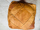 Handcrafted Authentic Morocan Leather Pouf - Square Ottoman Pouffe for Living Room Decor | Unstuffed Genuine Brown Footstool, Artisan Pouffe