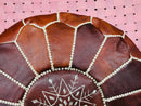 Handmade Moroccan Leather Pouf - Natural Brown Floor Pillow | Ottoman Footstool | Moroccan Decor Pouf for Bohemian Home | By 100kends