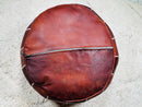 Handcrafted Dark Brown Moroccan Leather Pouf Ottoman – Round Moroccan Pouffe, Luxury Decor Pouf, Perfect for Living Room & Bedroom