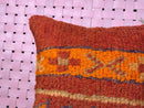 Moroccan Wool Pillow Handmade Boho Decor | Red Square Throw Pillow | Artisan Rustic Wool Cushion for Boho Living Room | 16x17 Inches pillow