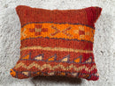 Moroccan Wool Pillow Handmade Boho Decor | Red Square Throw Pillow | Artisan Rustic Wool Cushion for Boho Living Room | 16x17 Inches pillow