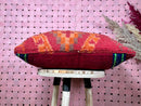 Handmade Red Moroccan Wool Pillow - Bohemian Artistic Cushion 15x24 Inches for Living Room Decor - Fabulous Ottoman Pillow