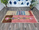Custom Moroccan Shag Rug – Pink & White Beni Ourain Rug, Fluffy Morocco Carpet, Handmade Custom Sizes and Designs – by 100kends