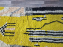 Custom Moroccan Yellow Rug - Beni Ourain Wool Rug - Moroccan Area Rug - Handmade Moroccan Carpet - Ivory and Black Rug, Wool rug by 100kends