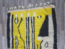 Custom Moroccan Yellow Rug - Beni Ourain Wool Rug - Moroccan Area Rug - Handmade Moroccan Carpet - Ivory and Black Rug, Wool rug by 100kends