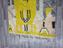 Custom Moroccan Yellow Rug - Beni Ourain Wool Rug - Moroccan Area Rug - Handmade Moroccan Carpet - Ivory and Black Rug, Wool rug by 100kends