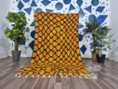 Custom Moroccan Beni Ourain Rug - Bold Yellow and Orange Geometric Design, Handmade Berber Wool Area Rug in Multiple Sizes, wool morocan rug