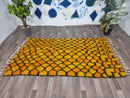 Custom Moroccan Beni Ourain Rug - Bold Yellow and Orange Geometric Design, Handmade Berber Wool Area Rug in Multiple Sizes, wool morocan rug