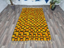 Custom Moroccan Beni Ourain Rug - Bold Yellow and Orange Geometric Design, Handmade Berber Wool Area Rug in Multiple Sizes, wool morocan rug