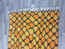 Custom Moroccan Beni Ourain Rug - Bold Yellow and Orange Geometric Design, Handmade Berber Wool Area Rug in Multiple Sizes, wool morocan rug