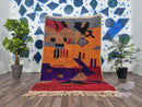 Custom Moroccan Wool Rug with Abstract Berber Design – Handmade Shag Pile Beni Ourain Style | wool rugs from 3x5 to 15x15 ft Sizes