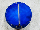 Handcrafted Moroccan Leather Pouf - Blue and Brown Round Ottoman with Intricate Embroidery | Boho Home Decor Pouf By 100kends