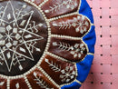 Handcrafted Moroccan Blue Leather Pouf - Ottoman Floor Cushion, Moroccan Floor Pouf, Home Decor Footstool