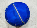 Handcrafted Moroccan Blue Leather Pouf - Ottoman Floor Cushion, Moroccan Floor Pouf, Home Decor Footstool