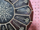 Handmade Moroccan Leather Pouf Ottoman | Brown Bohemian Pouf | Artisanal Footstool Floor Cushion