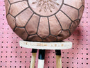 Moroccan Leather Pouf Ottoman - Neutral Round Ottoman Footstool - Leather Ottoman Pouf for Living Room Decor, Coffee Table, and Tray Holder