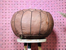 Moroccan Leather Pouf Ottoman - Neutral Round Ottoman Footstool - Leather Ottoman Pouf for Living Room Decor, Coffee Table, and Tray Holder
