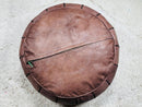Moroccan Leather Pouf Ottoman - Neutral Round Ottoman Footstool - Leather Ottoman Pouf for Living Room Decor, Coffee Table, and Tray Holder