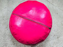 Handmade Pink Moroccan Leather Pouf - Round Footstool Ottoman, Pink Pouffe, Leather Moroccan Pouffe for Home Decor - Poufs by 100kends