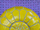 Handmade Yellow Moroccan Leather Pouf - Floor Cushion, Ottoman, Footstool, Moroccan Pouf for Living Room - Beautiful Poufs by 100kends