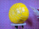 Handmade Yellow Moroccan Leather Pouf Ottoman - Round Leather Pouffe, Moroccan Ottoman, Footrest, Home Decor by 100kends