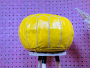 Vibrant Yellow Moroccan Leather Pouf – Handmade Bohemian Footstool, Perfect for Home Decor Accent