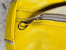 Vibrant Yellow Moroccan Leather Pouf – Handmade Bohemian Footstool, Perfect for Home Decor Accent