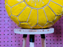 Bright Yellow Moroccan Leather Pouf - Handcrafted Berber Floor Cushion, Perfect Living Room Decor & Footstool Ottoman