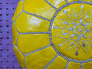 Bright Yellow Moroccan Leather Pouf - Handcrafted Berber Floor Cushion, Perfect Living Room Decor & Footstool Ottoman