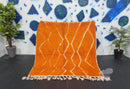 Custom Moroccan Beni Ourain Rug - Orange & White Genuine Wool Carpet, Custom Sizes 3x5 to 15x15 ft, Handmade Berber Moroccan Area Rug