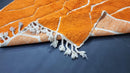 Custom Moroccan Beni Ourain Rug - Orange & White Genuine Wool Carpet, Custom Sizes 3x5 to 15x15 ft, Handmade Berber Moroccan Area Rug