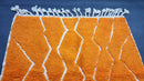 Custom Moroccan Beni Ourain Rug - Orange & White Genuine Wool Carpet, Custom Sizes 3x5 to 15x15 ft, Handmade Berber Moroccan Area Rug