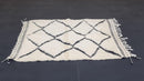 Custom Moroccan Beni Ourain Wool Rug - Hand-Knotted Neutral Minimalist Area Rug - Personalized Moroccan Berber Shag Rug for Living Room