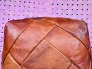 Handcrafted Moroccan Leather Pouf – Premium Ethnic Design, Authentic Warm Geometric Pattern, Soft Padded Living & Lounge Pouf