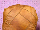Handmade Moroccan Leather Square Pouf - Tan Brown Leather Pouffe, Organic Leather Ottoman Footstool, Moroccan Pouffe for Living Room Decor