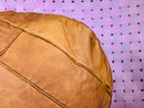 Hand-Stitched Moroccan Leather Pouf - Boho Floor Cushion, Ottoman Seat, Stylish Home Decor, Warm Brown Pouf, Floor Seating, Moroccan Stool