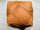 Handmade Moroccan Leather Square Pouf, Authentic Berber Ottoman, Natural Brown Footstool - Perfect Boho Home Decor by 100kends