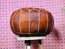 Handcrafted Moroccan Leather Pouf – Chocolate Brown Ottoman Footstool by 100kends, Round Leather Pouffe, Perfect for Boho Decor