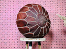 Authentic Moroccan Handmade Leather Pouf Ottoman – Elegant Brown Pouf with Intricate White Stitching, Perfect for Bohemian and Cozy Decor