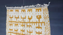Custom White and orange Moroccan Beni Ourain Wool Rug - Handmade Berber Cream Checkered Rug for Modern and Bohemian Decor