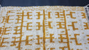 Custom White and orange Moroccan Beni Ourain Wool Rug - Handmade Berber Cream Checkered Rug for Modern and Bohemian Decor