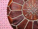 Authentic Moroccan Leather Pouffe - Handcrafted Artisan Footstool, Boho Decor Ottoman, Unstuffed Moroccan Pouffe