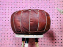 Handmade Moroccan Leather Pouf Ottoman - Round Brown Leather Pouf, Handcrafted Ottoman Pouf, Moroccan Leather Pouffe for Home Decor
