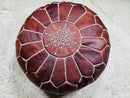 Authentic Moroccan Leather Pouffe - Handcrafted Artisan Footstool, Boho Decor Ottoman, Unstuffed Moroccan Pouffe