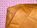 Light Brown Moroccan Leather Pouf, Handcrafted Square Ottoman, Boho Living Room Pouf, Neutral Brown Pouf Seat for Moroccan Decor