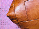 Handcrafted Moroccan Leather Pouf - Authentic Boho Ottoman, Perfect Floor Pouf, Square Leather Seat for Living Room Decor