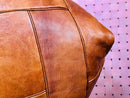 Handcrafted Moroccan Leather Pouf - Authentic Boho Ottoman, Perfect Floor Pouf, Square Leather Seat for Living Room Decor