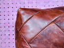 Handmade Moroccan Leather Pouf - Rustic Brown Artisan Floor Cushion, Boho Ottoman Seating for Home Decor